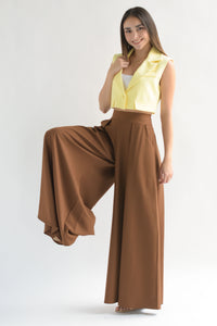 Fashion Styled Pantalón sastre pata de elefante Marrón
