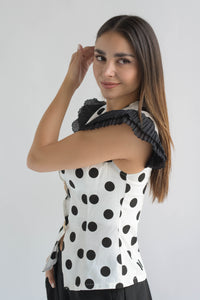 Fashion Styled Blusa polka dot olanes Blanca