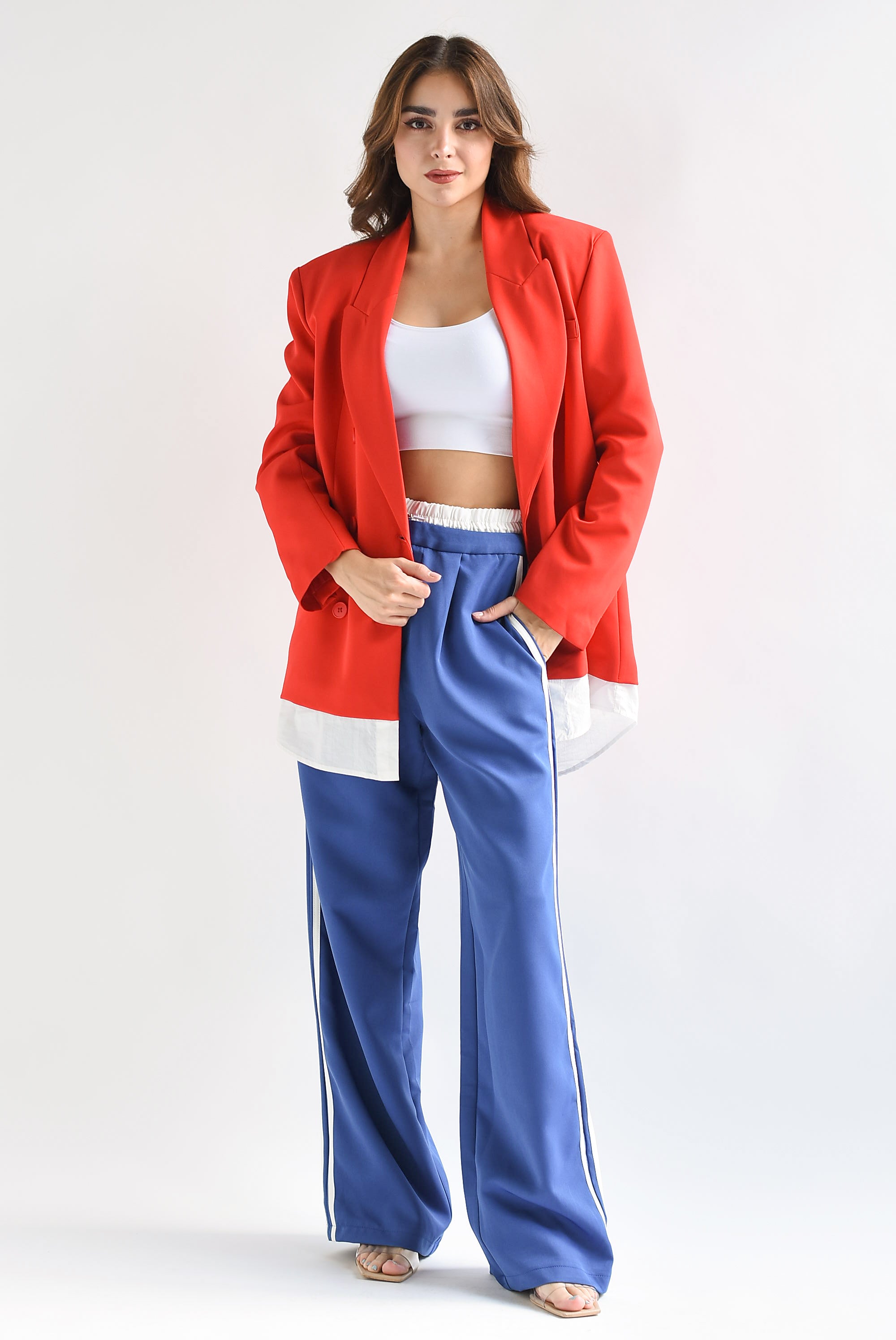Blazer simulación camisa Rojo