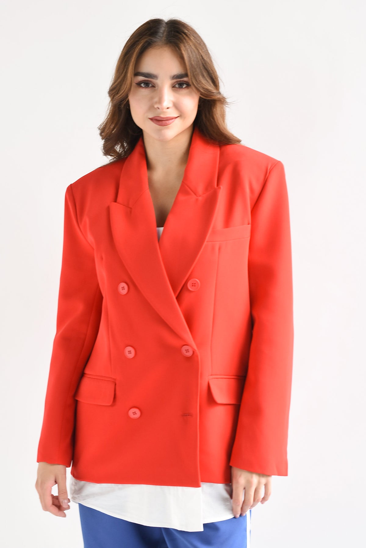 Blazer simulación camisa Rojo
