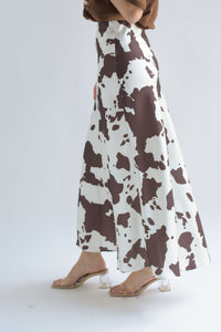 Fashion Styled Falda larga lencera corte A cow Espresso