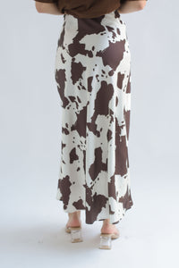 Fashion Styled Falda larga lencera corte A cow Espresso