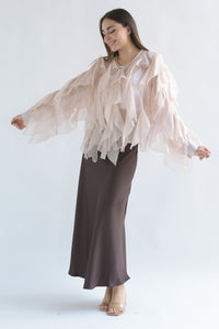 Fashion Styled Falda larga lencera corte A Espresso