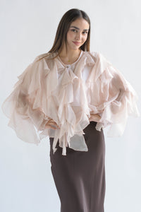 Fashion Styled Blusa olanes múltiples gasa Blush