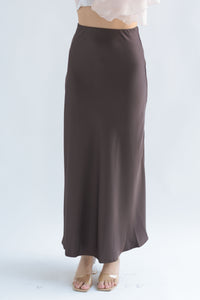 Fashion Styled Falda larga lencera corte A Espresso