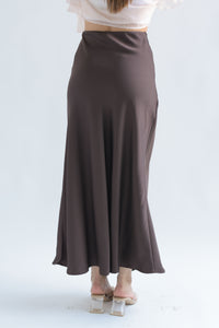 Fashion Styled Falda larga lencera corte A Espresso