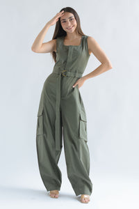 Fashion Styled Jumpsuit globo cargo Verde Olivo