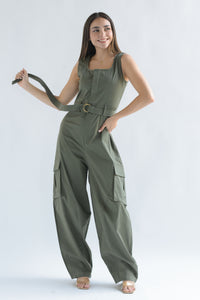 Fashion Styled Jumpsuit globo cargo Verde Olivo