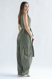 Fashion Styled Jumpsuit globo cargo Verde Olivo