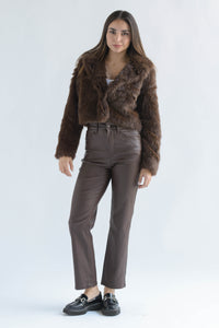 Fashion Styled Pantalón vinipiel corte recto Espresso