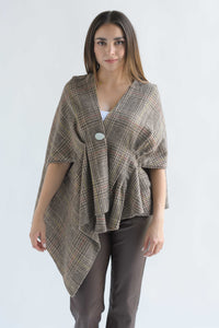 Fashion Styled Capa asimétrica Tartán Café