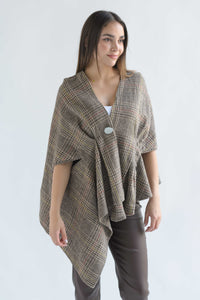Fashion Styled Capa asimétrica Tartán Café