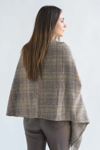 Fashion Styled Capa asimétrica Tartán Café