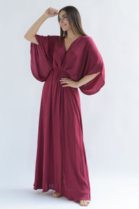 Fashion Styled Vestido largo manga vampiro Rojo