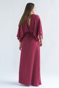 Fashion Styled Vestido largo manga vampiro Rojo