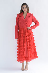 Fashion Styled Blazer dress olanes Rojo