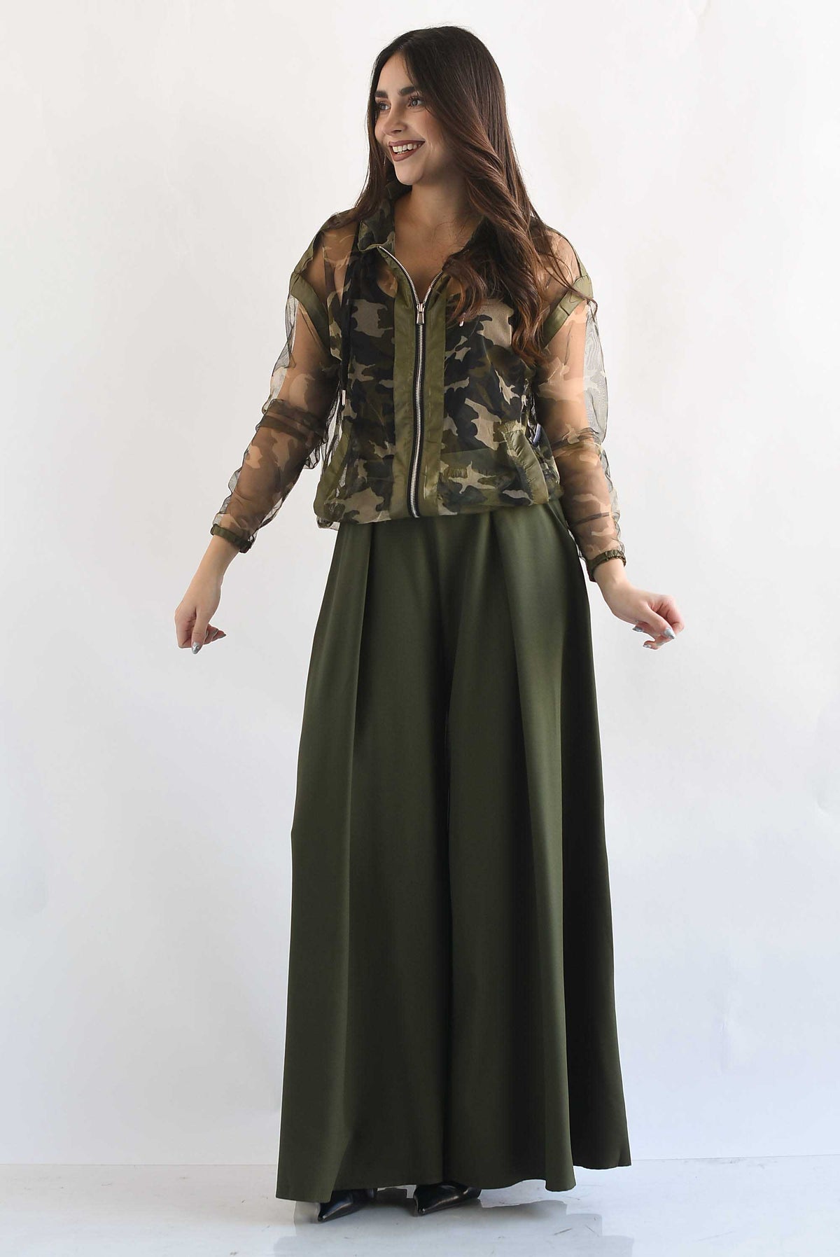 Pantalón sastre pata de elefante liso