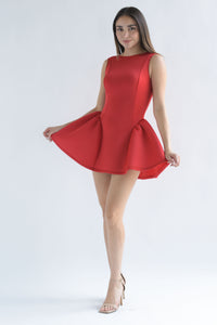 Fashion Styled Vestido neopreno globo Rojo