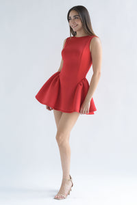 Fashion Styled Vestido neopreno globo Rojo