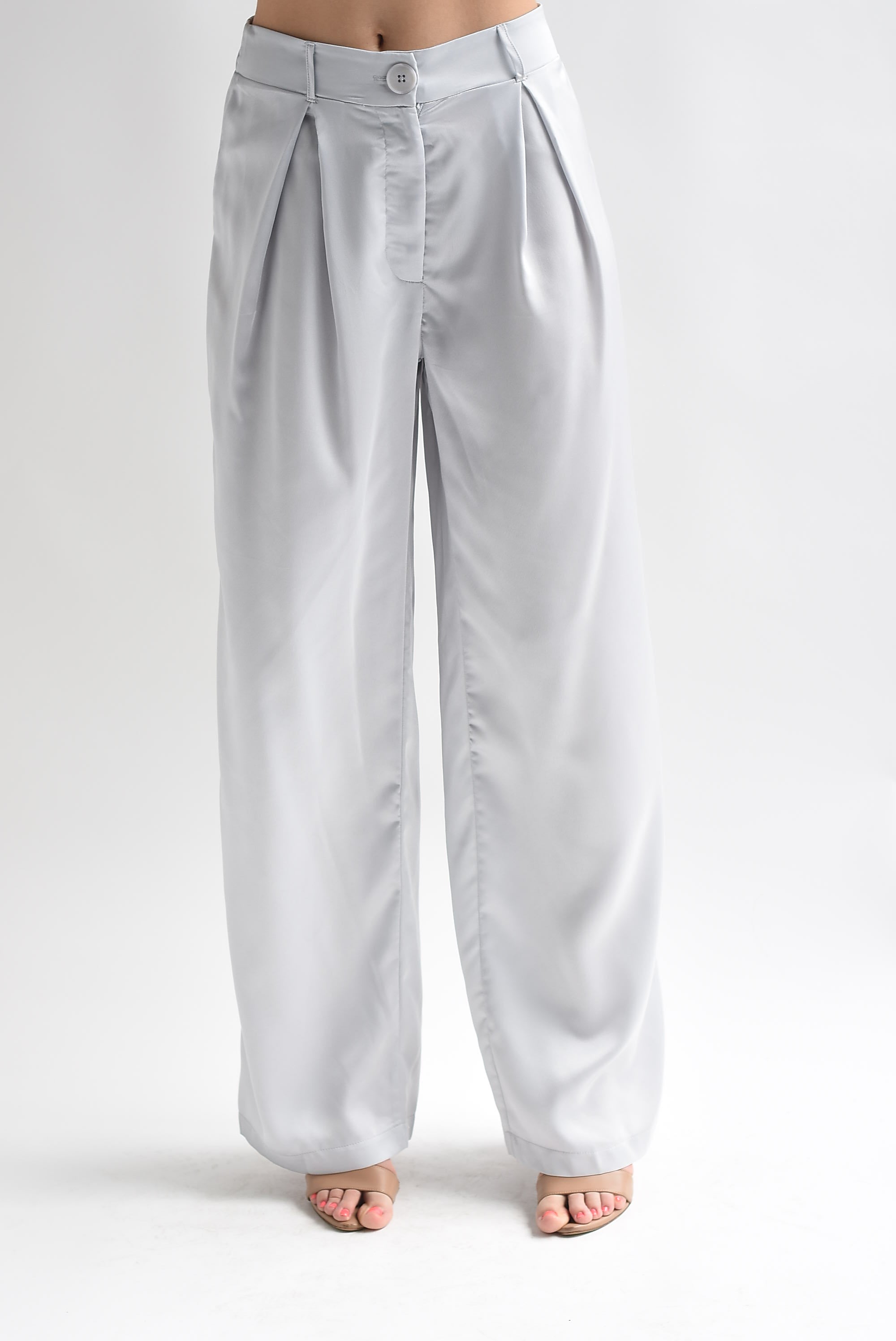 Pantalón pierna ancha pinzas Gris