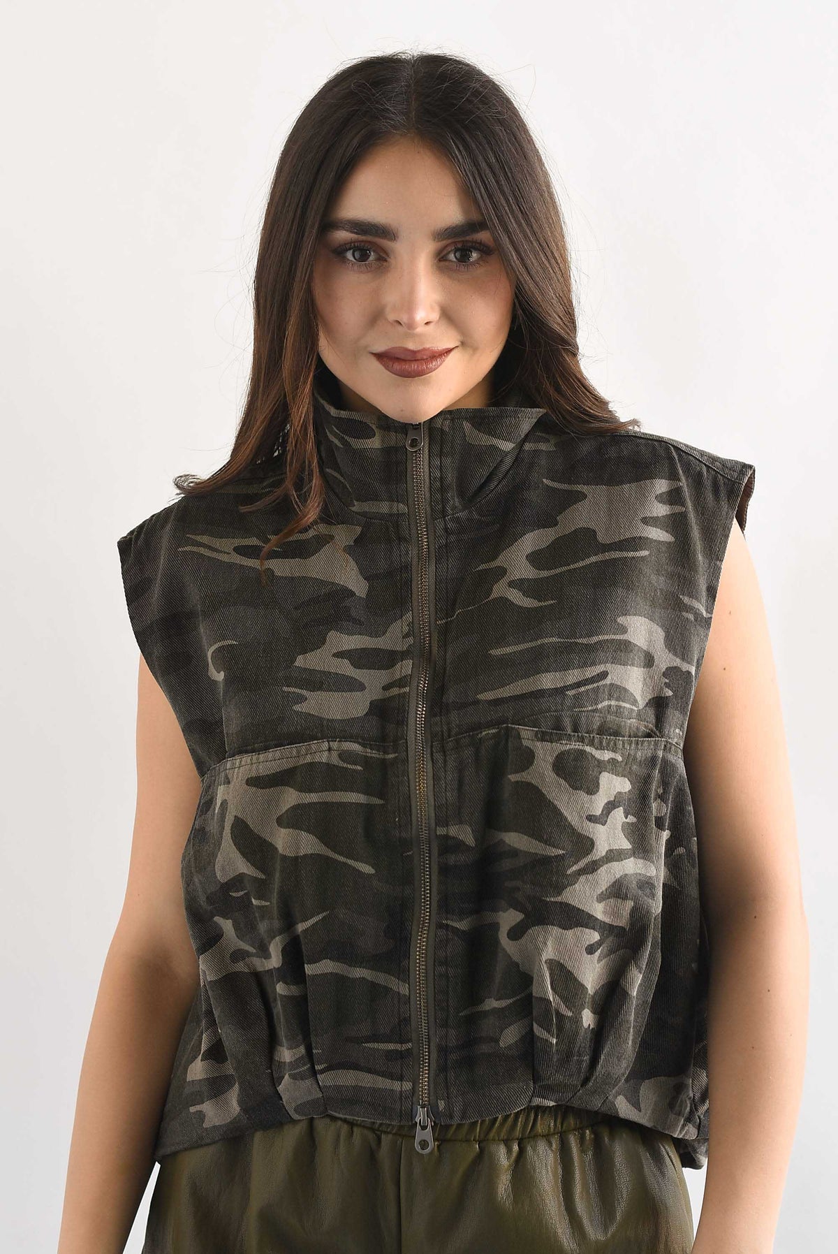 Chaleco globo asimétrico camuflaje Denim