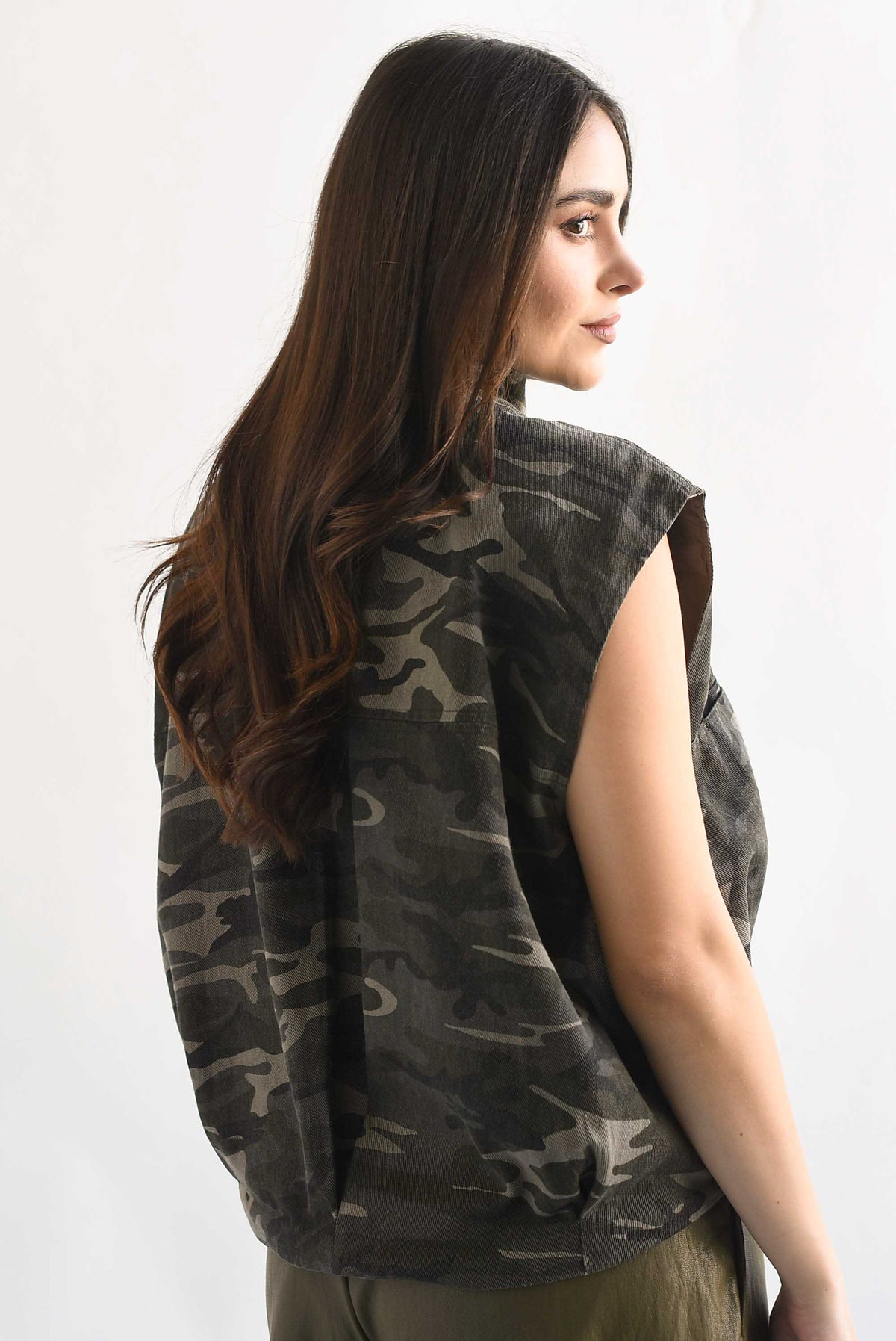 Chaleco globo asimétrico camuflaje Denim