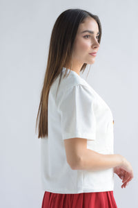 Fashion Styled Blazer lino manga corta cruzado Blanco