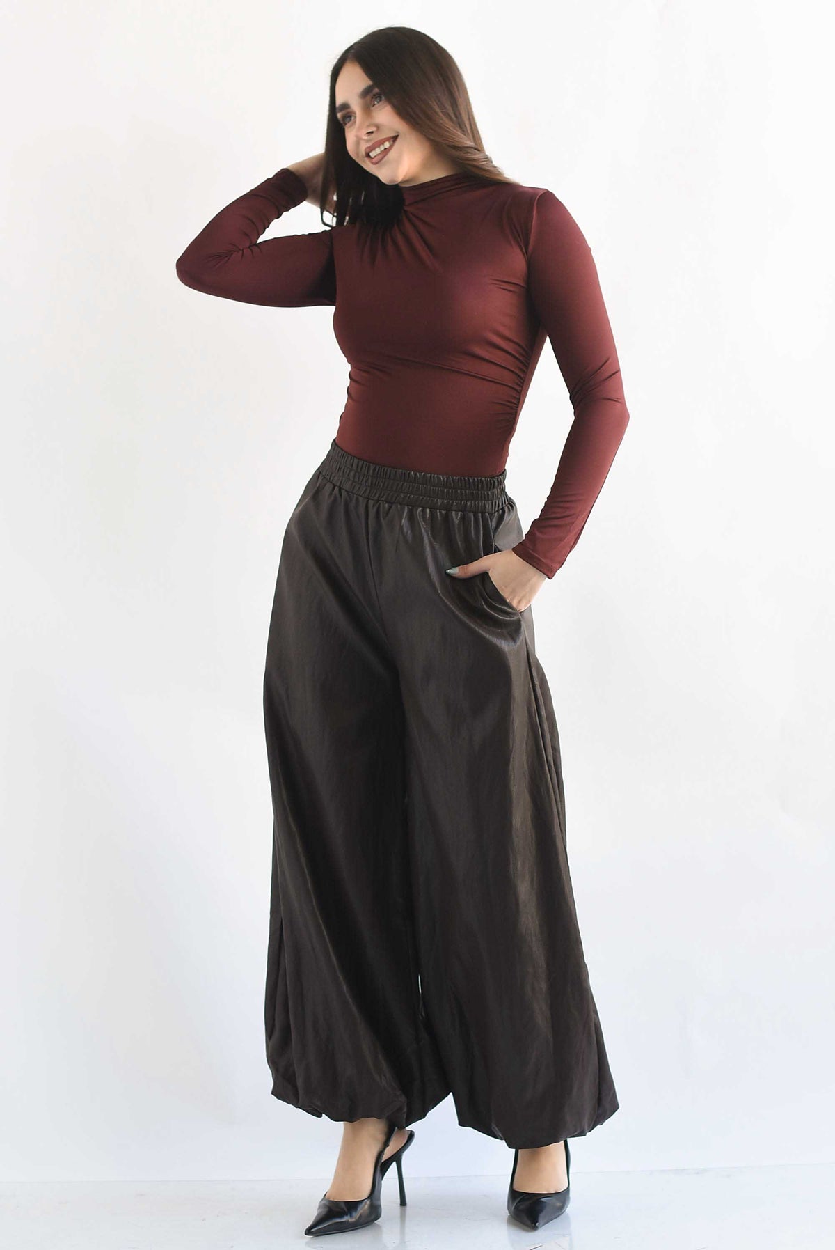 Pantalón maxi globo vinipiel