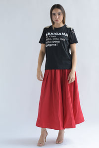 Fashion Styled T-Shirt MEXICANA hombreras brillos Negro