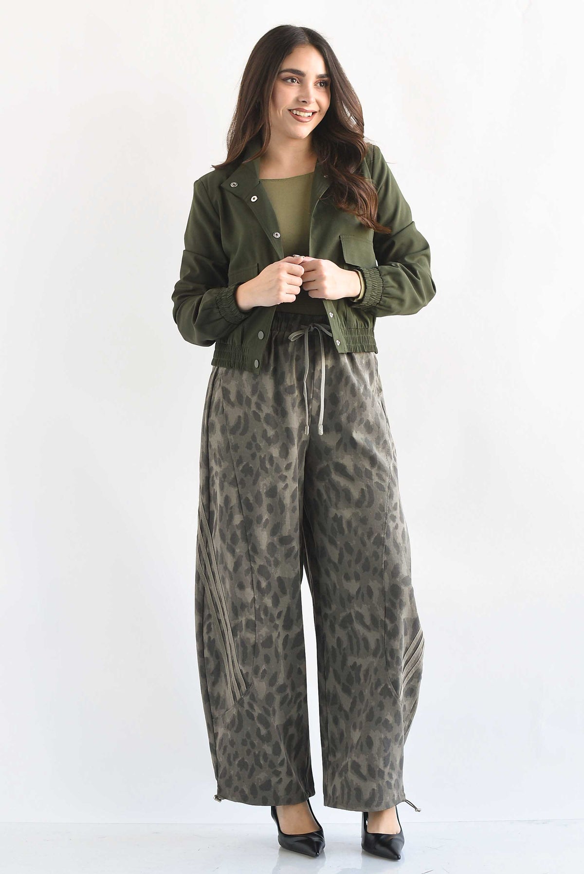 Pantalón barrel track leopardo