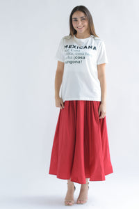 Fashion Styled T-Shirt MEXICANA hombreras brillos Blanca