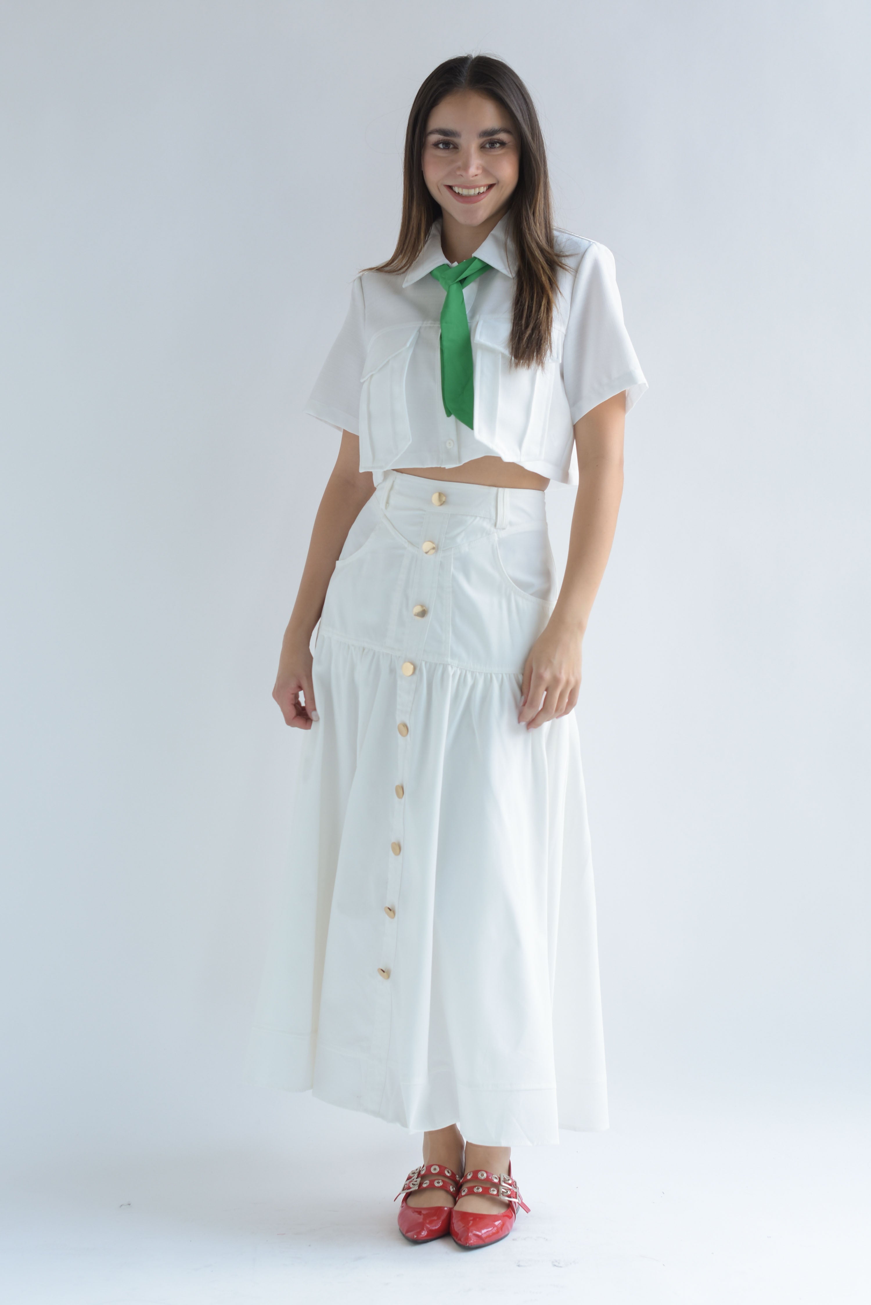 Falda pretina larga Blanco