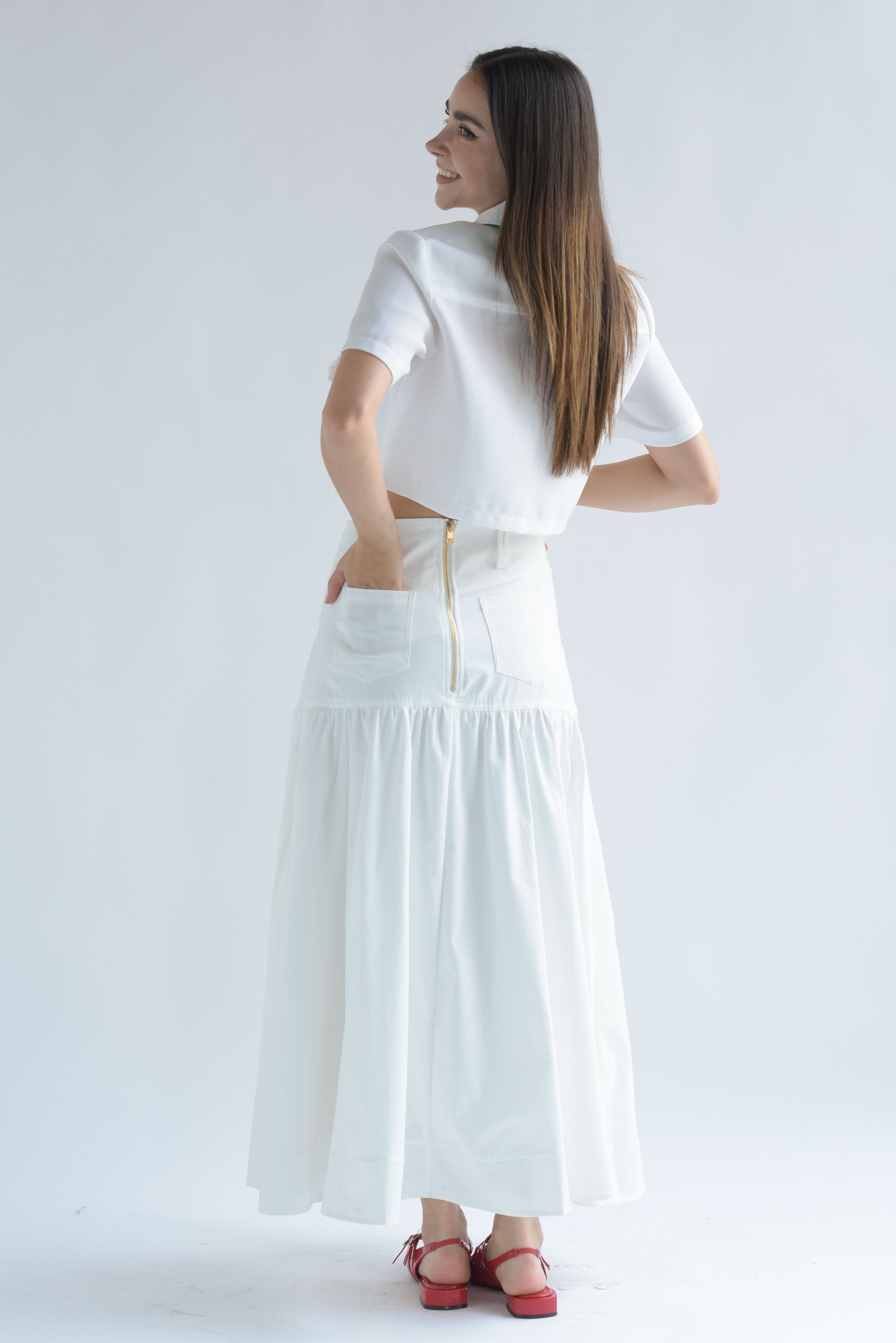 Falda pretina larga Blanco