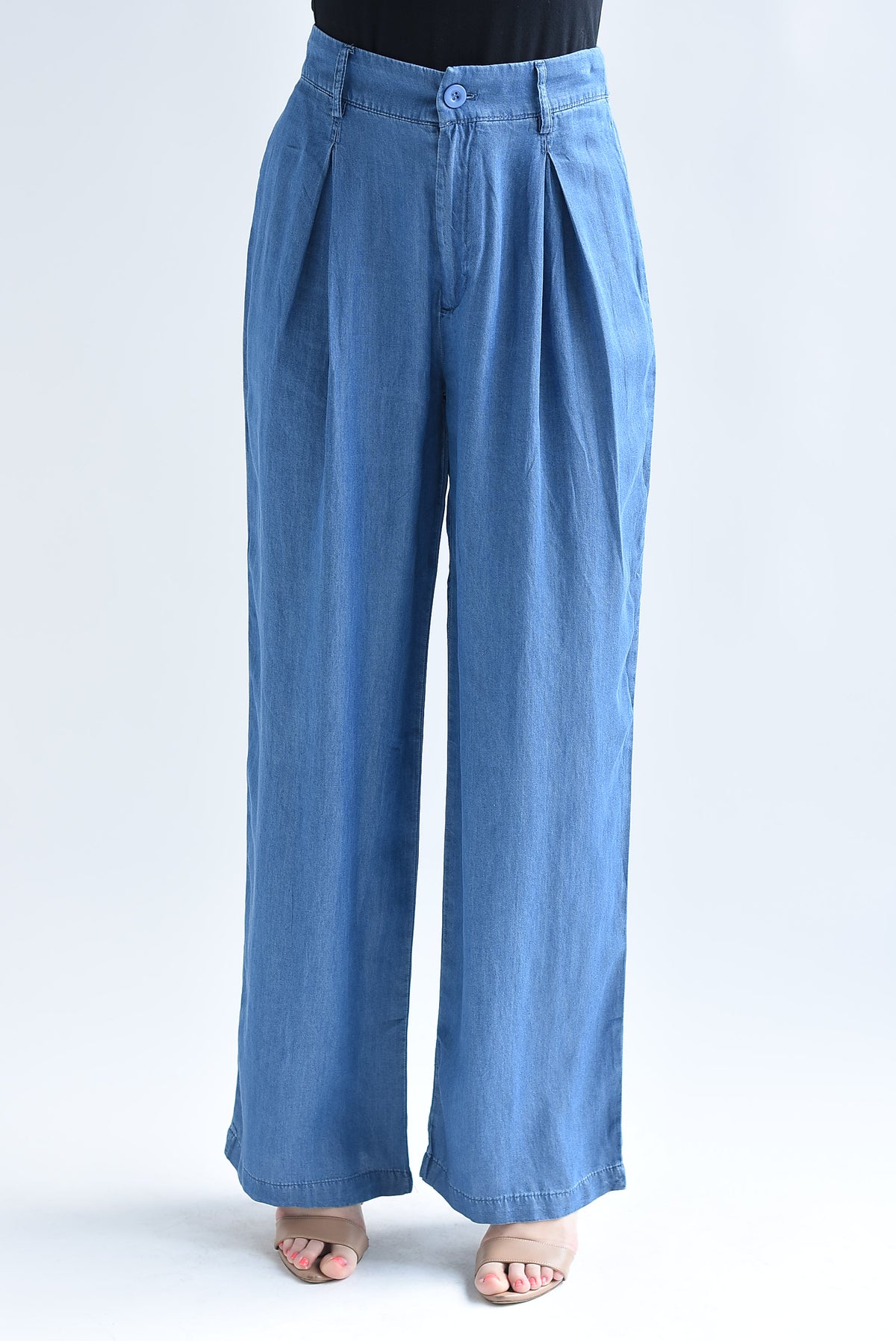 Pantalón de pierna ancha pinzas Denim Dark