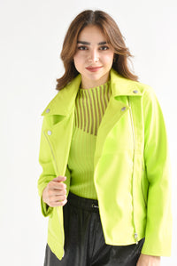 Fashion Styled Chamarra biker larga Lime
