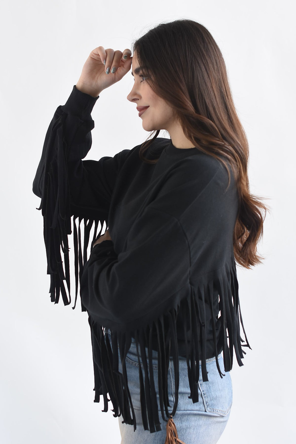 Sudadera flecos cowboy Negra