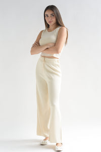 Fashion Styled Set Pantalón y Blusa punto brillos Ivory