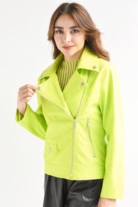 Fashion Styled Chamarra biker larga Lime