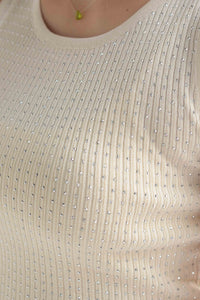 Fashion Styled Set Pantalón y Blusa punto brillos Ivory