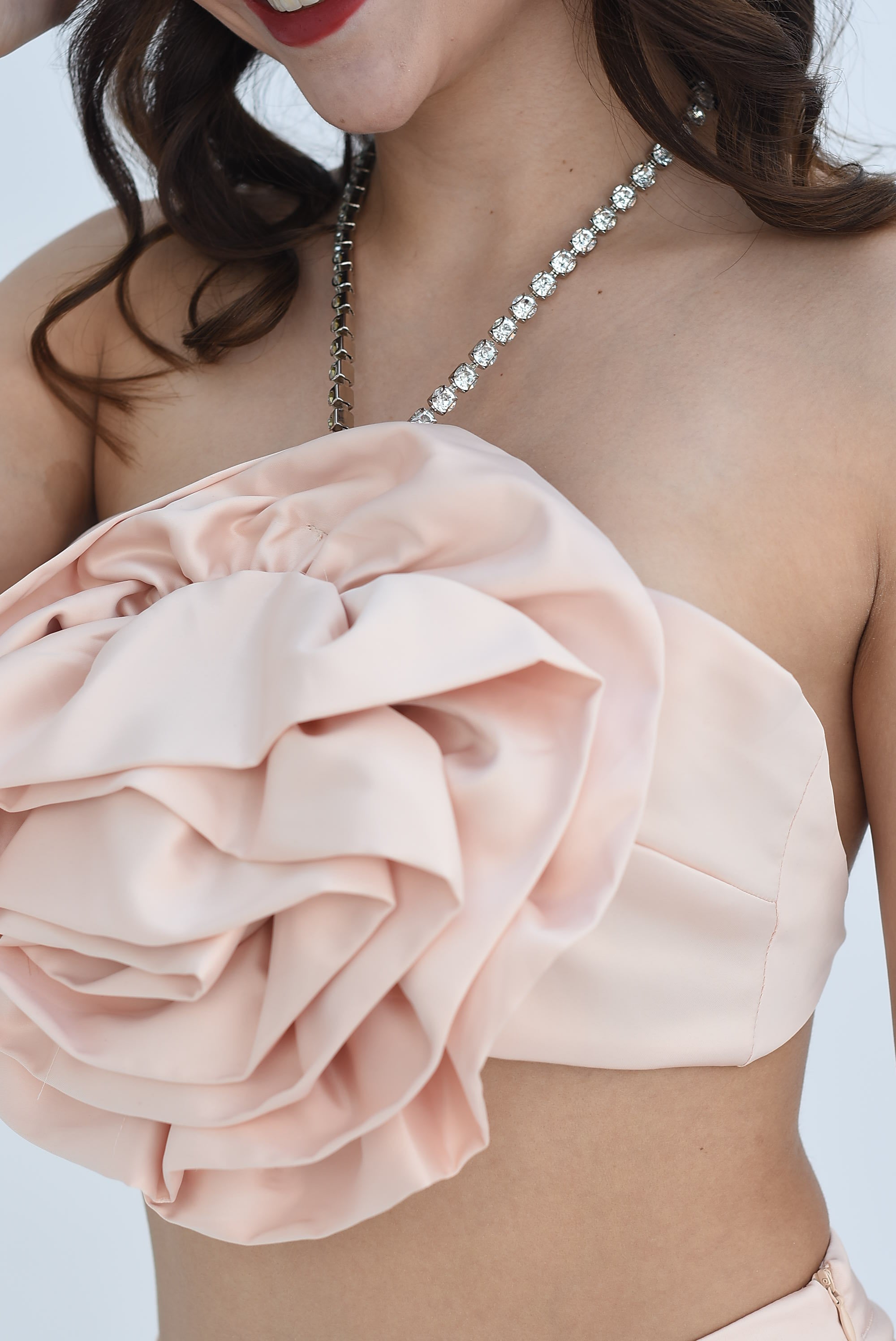 Set Pantalón y top Flor satín Blush