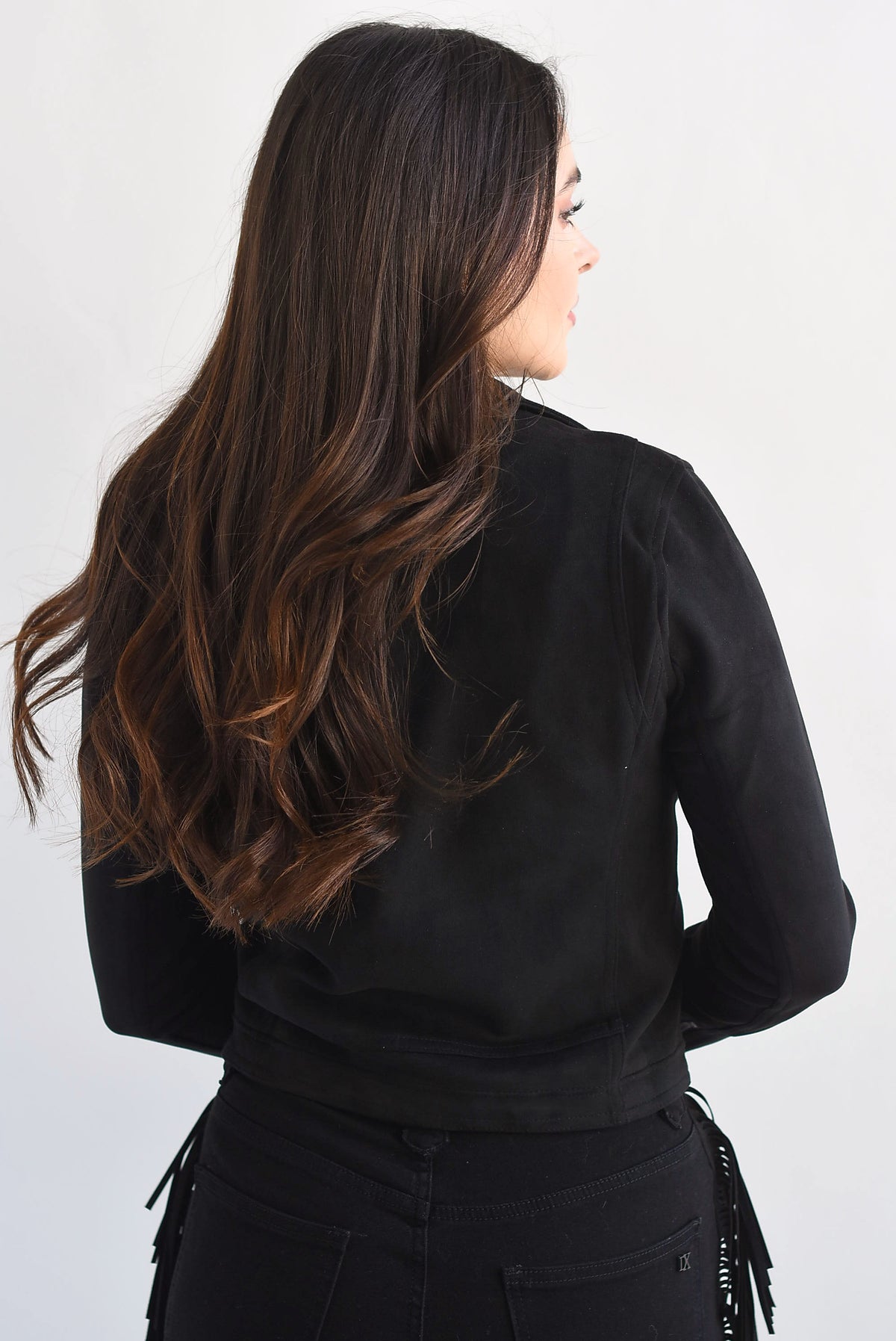 Chamarra biker suede Negro