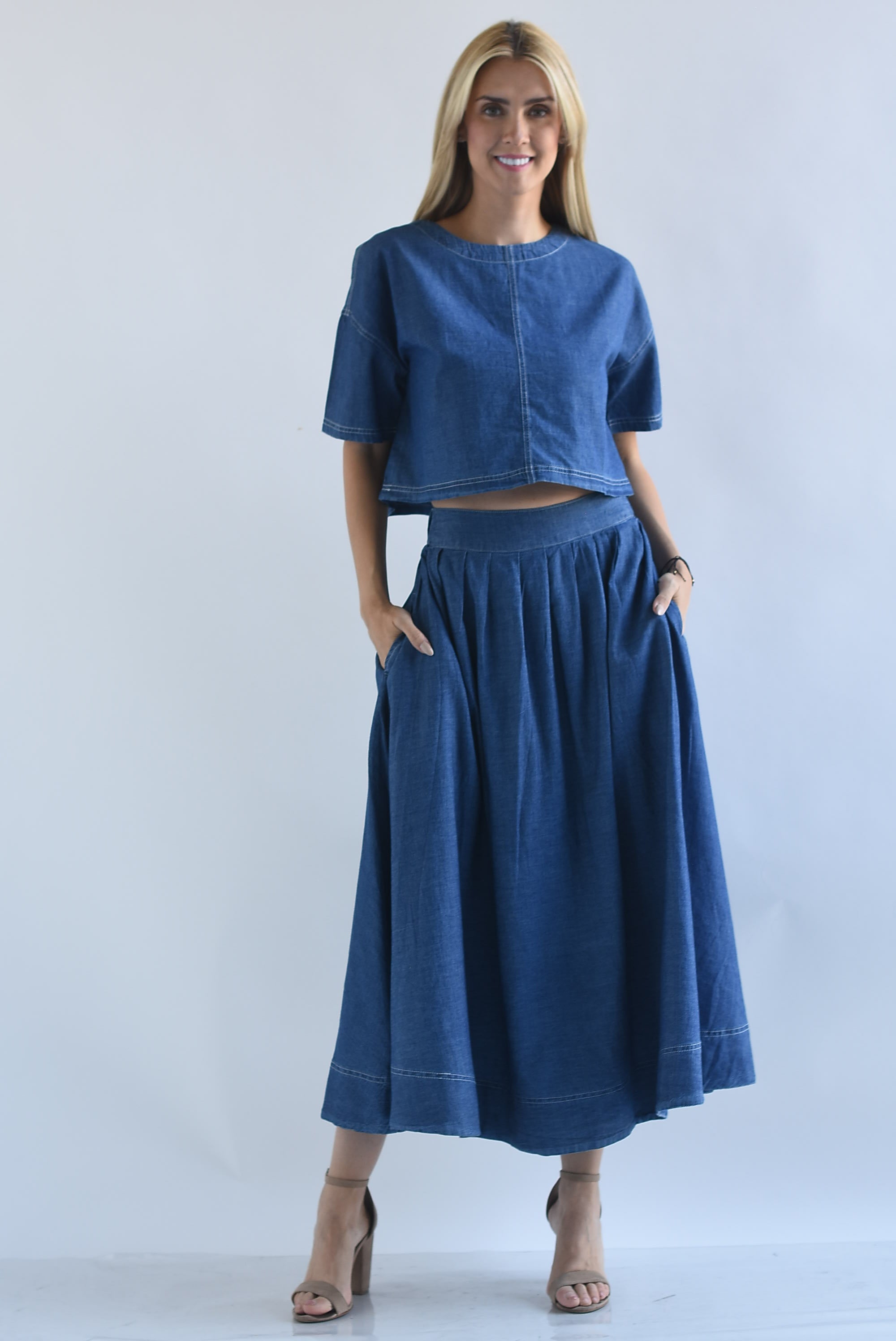 Set Falda corte A y Blusa Denim