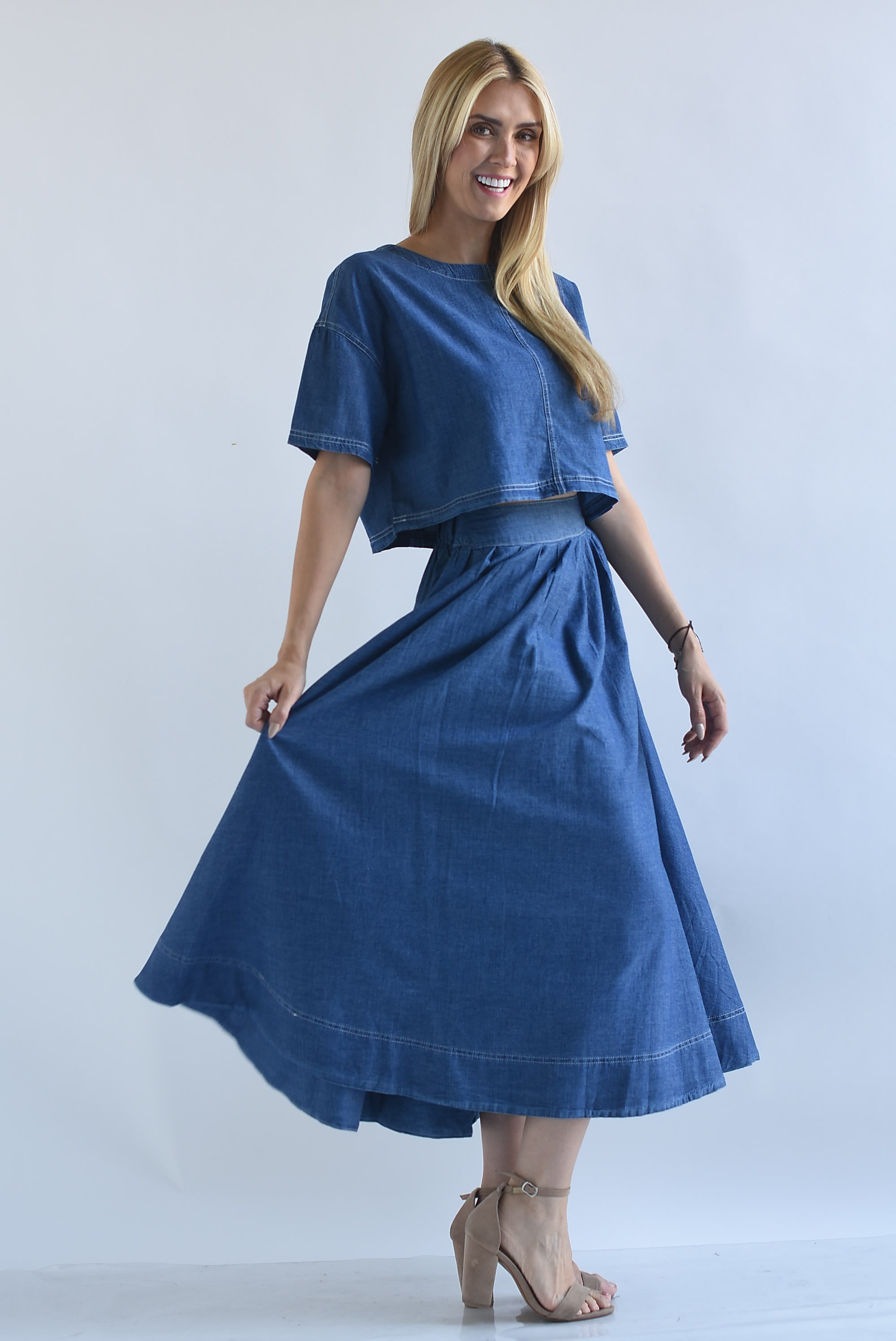 Set Falda corte A y Blusa Denim