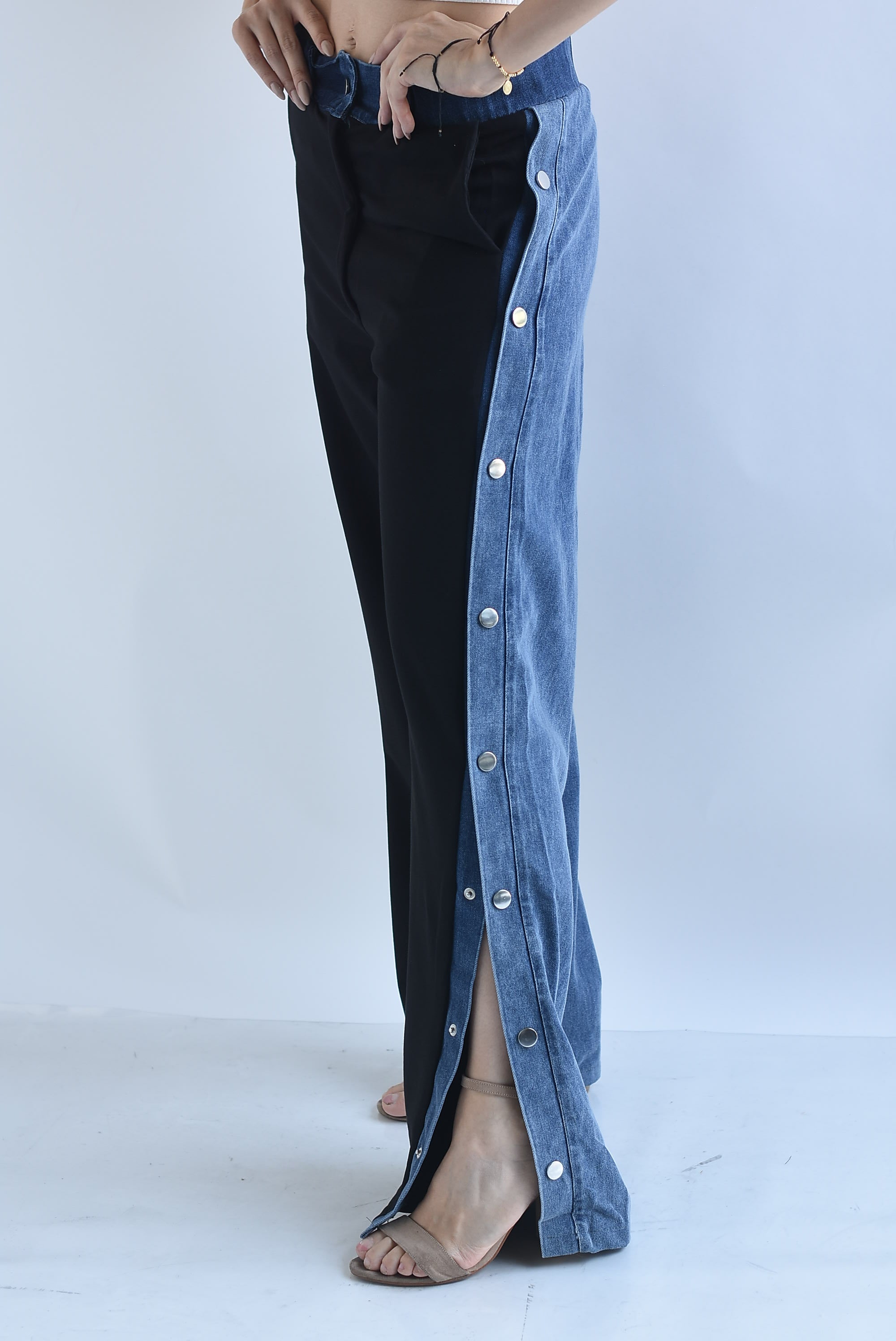 Set Pantalón broches track y Blusa con Denim