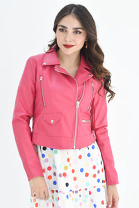 Fashion Styled Chamarra Biker Vinipiel Fiusha