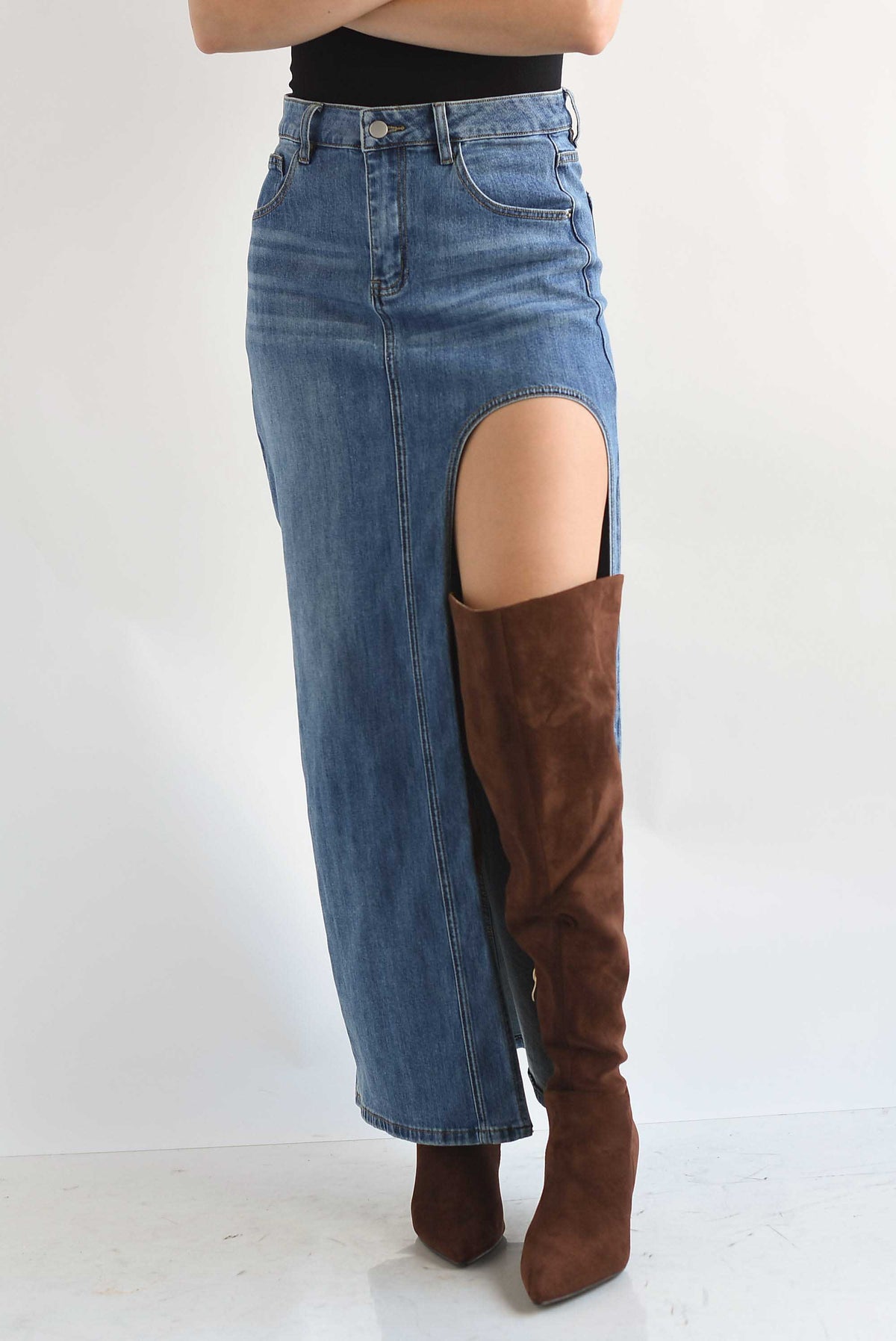 Falda abertura frontal Denim