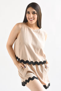 Fashion Styled Romper bies ondulado Moka