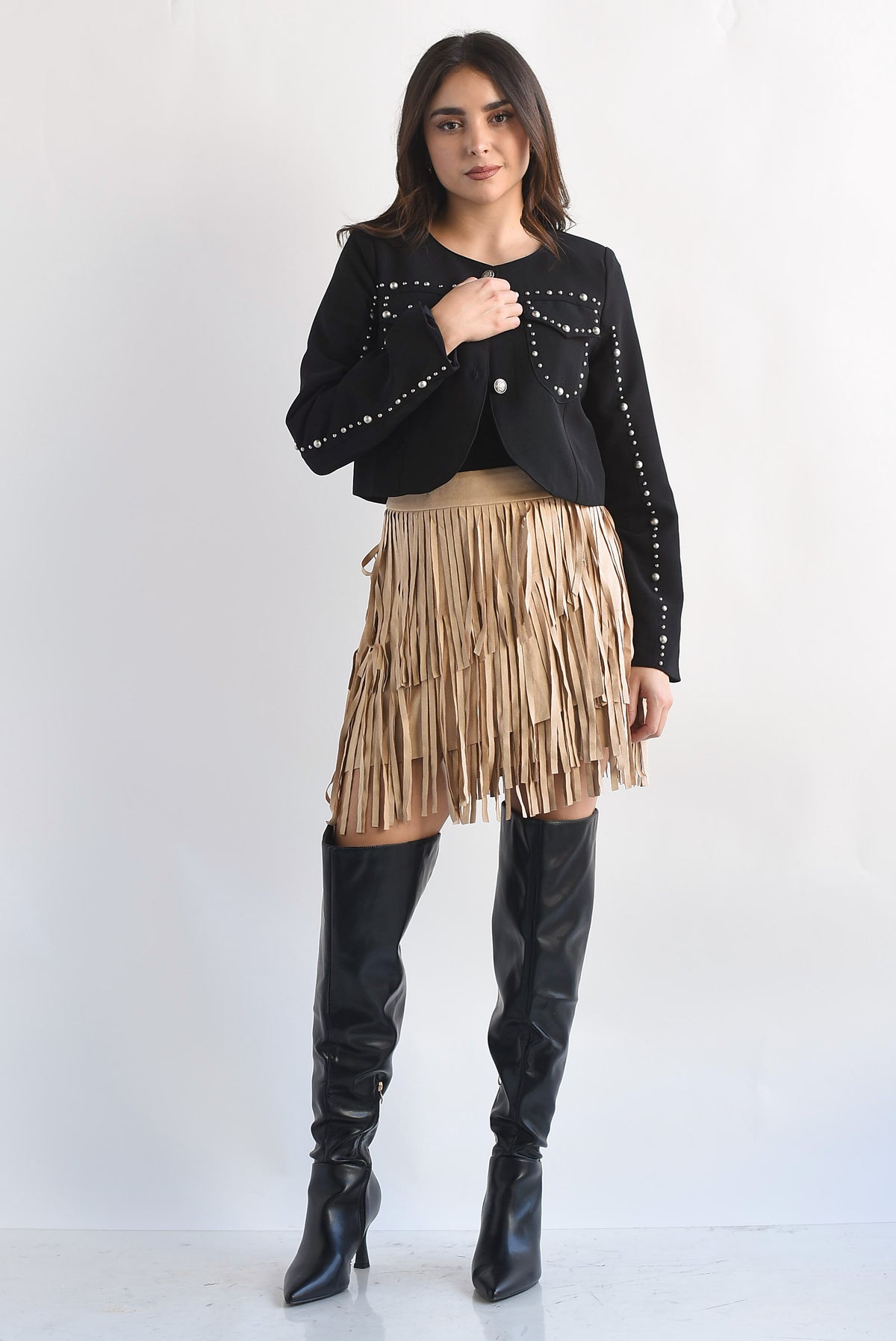 Blazer crop tachas plata