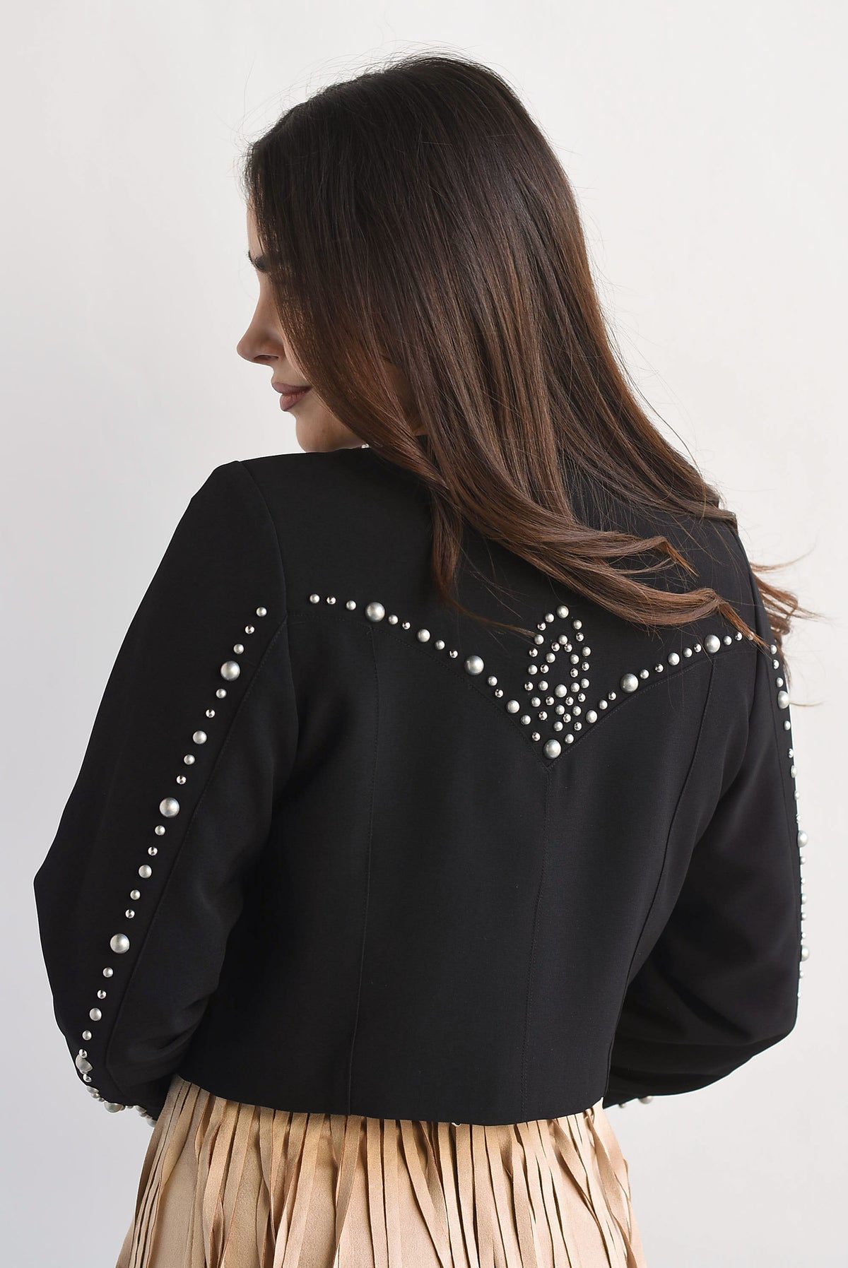 Blazer crop tachas plata
