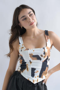 Fashion Styled Top corset cow Blanco